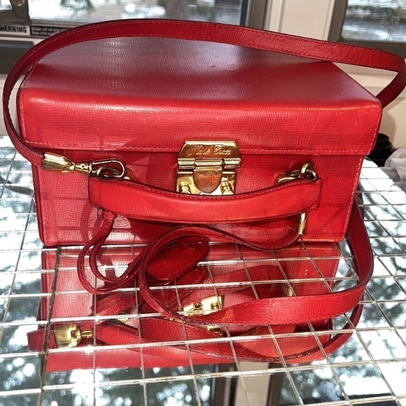 Mark Cross Grace Vintage Red Leather Grace Box Crossbody Hand Bag - Picture 6 of 16